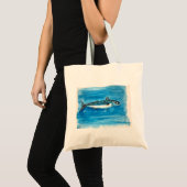 さばの魚の水色絵画の トートバッグ (正面(商品))