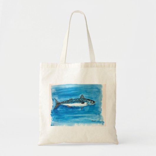 さばの魚の水色絵画の トートバッグ (正面)