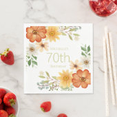 さびかわいらし黄色い白い花70誕生日 スタンダードランチョンナプキン (インサイチュ)