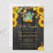 さびしい秋の赤ちゃんシャワーの途中の小さなカボチャ 招待状 (正面)