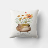 さびたピンクのバラの花トレンディースクリプト名 クッション (裏面)