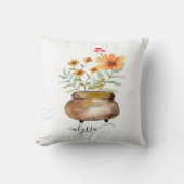 さびたピンクのバラの花トレンディースクリプト名 クッション (正面)