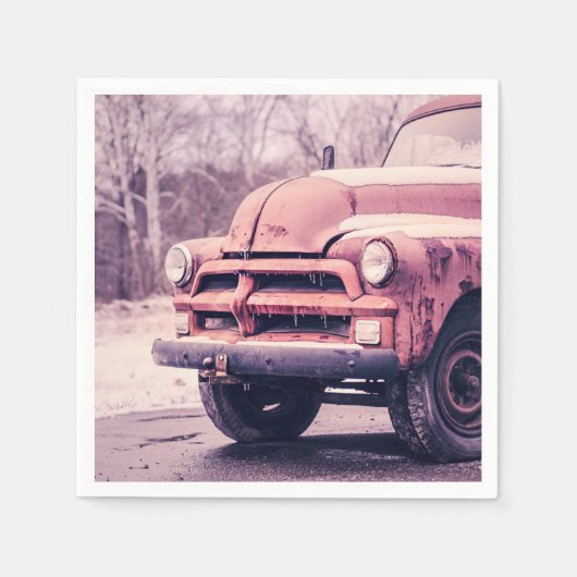 さびた古いトラック スタンダードカクテルナプキン (正面)