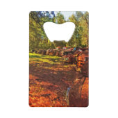 さびた古い車とトラックの印象派抽象芸術 クレジットカード栓抜き (正面)