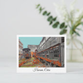 さびた古機関車と車両ワゴンはがき ポストカード (スタンド正面)