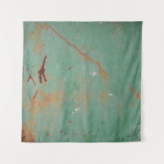 さびた緑色の風化テクスチャメタルアーバンパネルt タペストリー (正面)