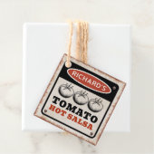 さびた背景を持つトマトホットサルサ フェイバータグ (インサイチュ)