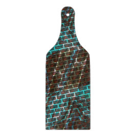 さびた茶色と青、引っかき傷、小さなレンガまたはグリッド カッティングボード