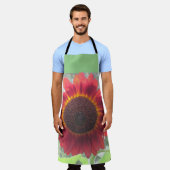 さびた赤ひまわり エプロン (着用した状態)