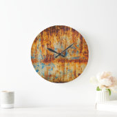 さびた青のメタルテクスチャ ラージ壁時計 (ホーム)