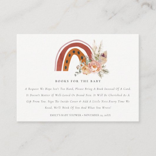 さびぼほフローラレインボーブックスリクエストベビーシャワー エンクロージャーカード (正面)