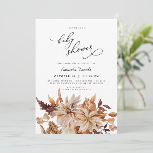 さびぼほ秋秋男女兼用赤ちゃんシャワー 招待状 (スタンド正面)