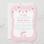 さびれたシックな女の子のベビーシャワーティーパーティー招待状 招待状 (正面)