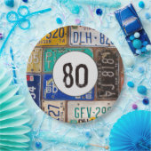 さびれたナンバープレート 80歳の誕生日 ペーパープレート (パーティー)