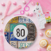 さびれたナンバープレート 80歳の誕生日 ペーパープレート (パーティー)