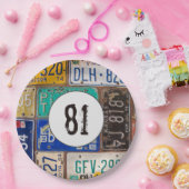 さびれたナンバープレート 81歳の誕生日 ペーパープレート (パーティー)