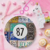 さびれたナンバープレート 87歳の誕生日 ペーパープレート (パーティー)