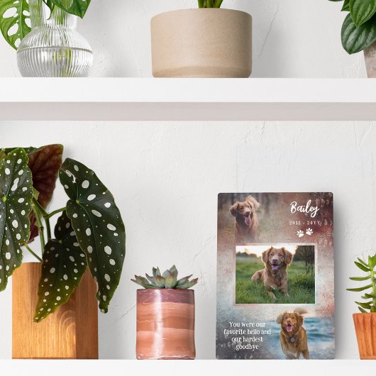 さびれたネイビーとパウズお気に入りのハロー犬メモリアル フォトプラーク