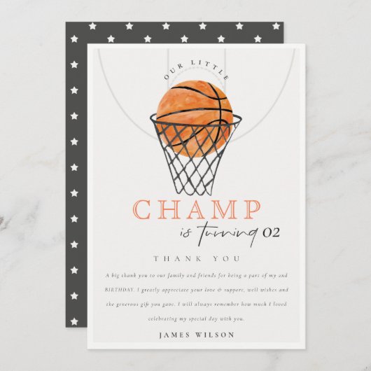 さびれたバスケットボール チャンピオン 誕生日 すべての年齢 サンキューカード (正面/裏面)