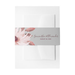 さびエレガントピンクの水カラーフローラ結婚の 招待状ベリーバンド