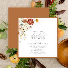 さびエレガント焦げオレンジフローラブライダルシャワー 招待状