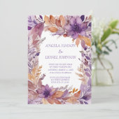 さびエレガント紫フラワーズ結婚式招待状 招待状 (スタンド正面)