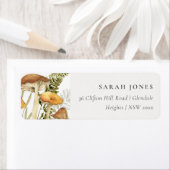 さびオレンジのマッシュルームのシダの葉のアドレス ラベル (インサイチュ)