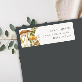 さびオレンジのマッシュルームのシダの葉のアドレス ラベル