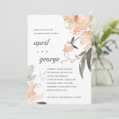 さびオレンジ水彩フローラ婚約招待状 サンキューカード (スタンド正面)