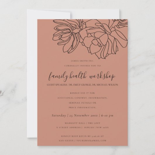 さびオレンジ砂漠のサボテン多汁性ワークショップイベント 招待状 (正面)