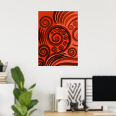 さびコンテンポラリーオレンジ色の自然インスパイアファーンカール ポスター (ホームオフィス)