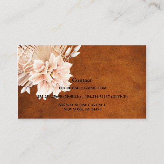 さびテラコッタの花とススキ 名刺 (裏面)