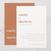 さびミニマルはっきりしたオレンジタイポグラフィカップルシャワー 招待状 (正面/裏面)