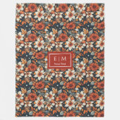 さびモダン色の名前をカスタムする付き花毛布 フリースブランケット (正面)