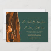 さびモダン金ゴールドアガートダークエメラルドグリーン結婚ズ 招待状 (正面)