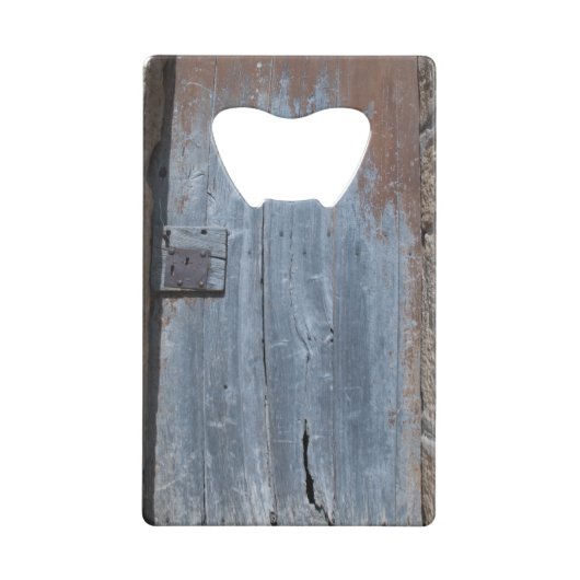 さび擦り切れたた木の扉 クレジットカード栓抜き (裏面)