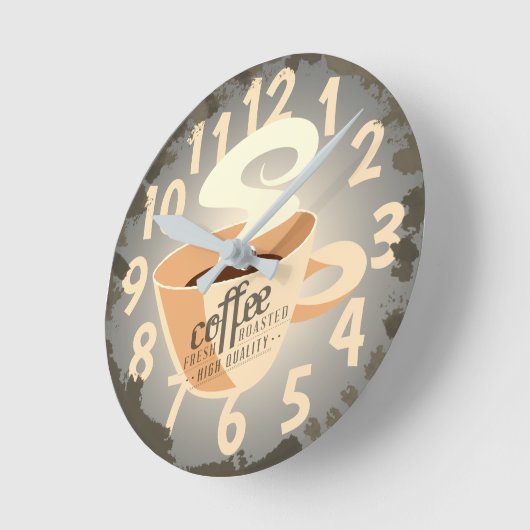 さび枠付きの焙煎コーフェイクヒー(灰色) ラウンド壁時計 (傾斜)
