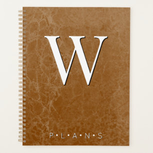 さび焦げオレンジモダン大理石モノグラム プランナー手帳