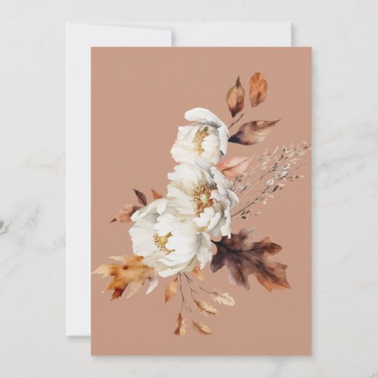 さび素朴とクリーム秋フローラ&葉シャワー 招待状 (裏面)