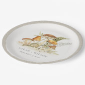 さび素朴オレンジのマッシュルームの結婚葉 ペーパープレート (アングル)