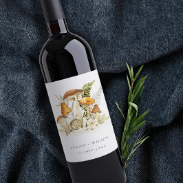 さび素朴オレンジのマッシュルームの結婚葉 ワインラベル