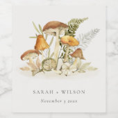 さび素朴オレンジのマッシュルームの結婚葉 ワインラベル (シングルラベル)