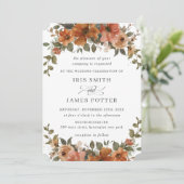 さび素朴オレンジ銅フローラ自然緑 招待状 (スタンド正面)
