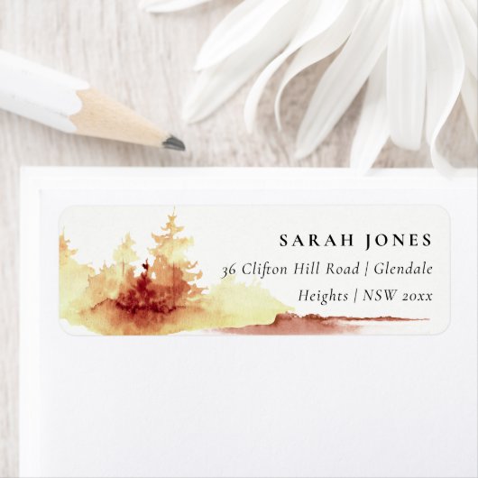 さび素朴オレンジ黄秋ツリーアドレス ラベル (インサイチュ)