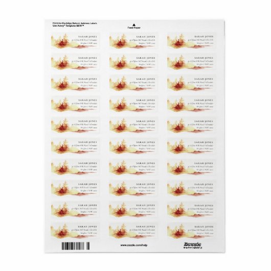 さび素朴オレンジ黄秋ツリーアドレス ラベル (フルシート)