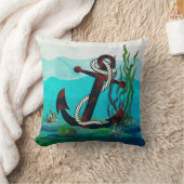 さび航海の色の灰色のいかり/海/海の貝殻 – アクア クッション (ブランケット)