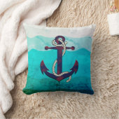 さび航海の色の青いいかり/ロープ/ろ波 クッション (ブランケット)