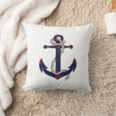 さび航海の色の青いいかり/ロープ/赤/白 クッション (ブランケット)