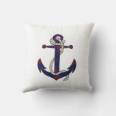 さび航海の色の青いいかり/ロープ/赤/白 クッション (裏面)