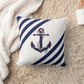 さび航海の色の青いかり/ロープ/青/白ストライプ色 クッション (ブランケット)
